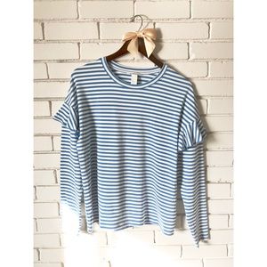 NWT H&M Striped Long Sleeve Ruffle Drop Shoulder